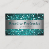 ティール（緑がかった色）グリッタースパークルスターズシルバーデコールパーフェクト 名刺 (正面)