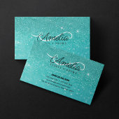 ティール（緑がかった色）グリッタースパークルズラッシュエクステンションマスカラ 名刺