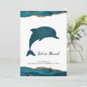 ティール(緑がかった色)グリッタードルフィンニューアドレス移動 案内状 (スタンド正面)