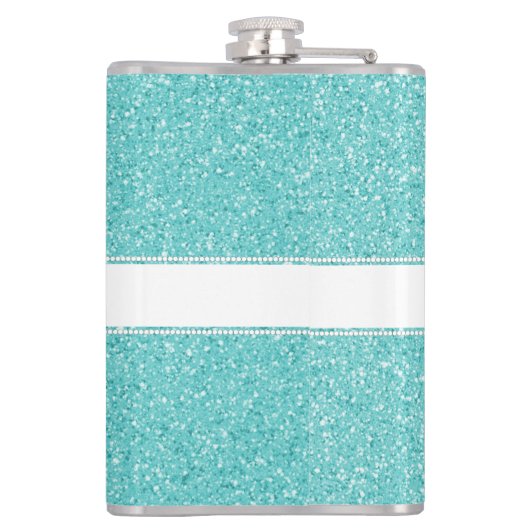 ティール(緑がかった色)グリッターパーソナライズされたフラスコ フラスク (裏面)