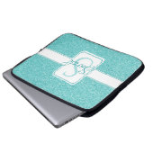 ティール（緑がかった色）グリッターパーソナライズされたラップトップスリーブ ラップトップスリーブ (正面下部)