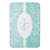 ティール（緑がかった色）グリッターパーソナライズバスマット バスマット (正面縦)