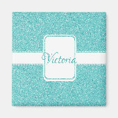 ティール(緑がかった色)グリッターパーソナライズマグネット マグネット (正面)