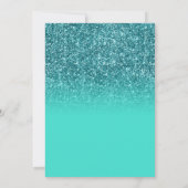 ティール(緑がかった色)グリッターブライトターコイズグラデーションブライダルシャワー 招待状 (裏面)