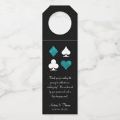 ティール(緑がかった色)グリッターベガ結婚スウェルカムボトルラベル ボトルネックタグ (正面)