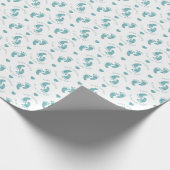 ティール(緑がかった色)グリッターベビー足パーソナライズされたベビーシャワー ラッピングペーパー (角)