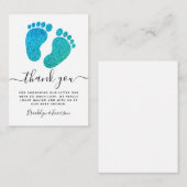 ティール（緑がかった色）グリッターベビー足ベビーシャワーありがとうご注意 ノートカード (正面/裏面)