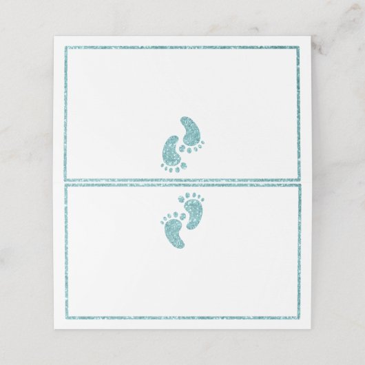 ティール（緑がかった色）グリッターベビー足座席表 | グラムベビーショー プレイスカード (外部開封)