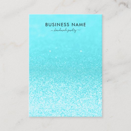 ティール（緑がかった色）グリッターライツイヤリングジュエリー表示 名刺 (正面)