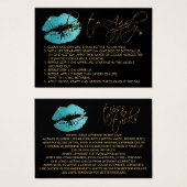 ティール（緑がかった色）グリッターリップ – 適用方法 (正面&裏面)