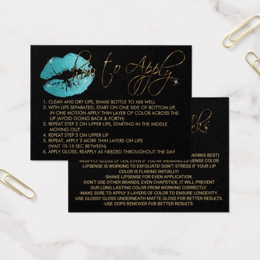 ティール（緑がかった色）グリッターリップ – 適用方法 (オフィス)