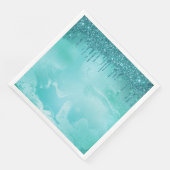 ティール（緑がかった色）グリッターレインオンラグジュアリーメタルマーブル (コーナー)