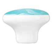 ティール（緑がかった色）グリッターレインオンラグジュアリーメタルマーブル セラミックノブ (側面)