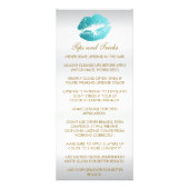 ティール(緑がかった色)グリッター口紅の指示ホワイトサテン ラックカード (裏面)