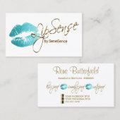 ティール（緑がかった色）グリッター口紅 名刺 (正面/裏面)