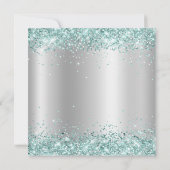ティール(緑がかった色)グリッター淡い色のシルバーグラディエント40th誕生日 招待状 (裏面)