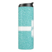 ティール（緑がかった色）グリッター熱パーソナライズされたタンブラー タンブラー (回転左)