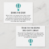 ティール(緑がかった色)グリッター熱気球ブックリクエストカード エンクロージャーカード (正面/裏面)