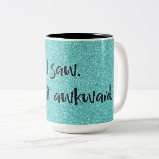 ティール(緑がかった色)グリッター私は厄介なコーヒーマグを作った ツートーンマグカップ (正面右)