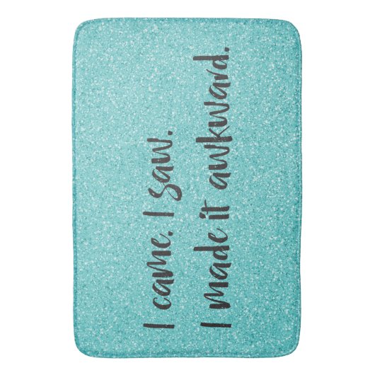 ティール(緑がかった色)グリッター私は厄介なバスマットにした バスマット (正面縦)