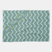 ティール（緑がかった色）グリッター キッチンタオル (横)