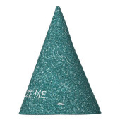 ティール（緑がかった色）グリッター パーティーハット (右)