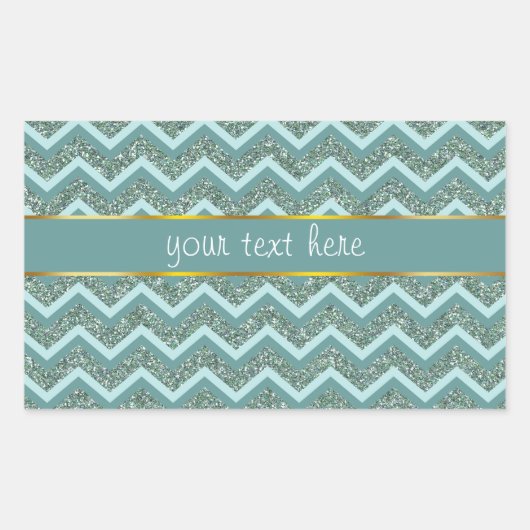 ティール(緑がかった色)グリッター 長方形シール (正面)