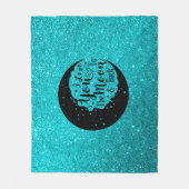ティール(緑がかった色)グリッター | I Love You To The Moon フリースブランケット (正面)