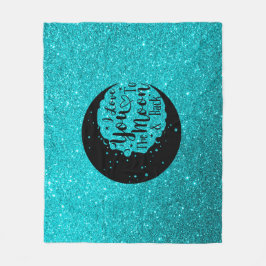 ティール（緑がかった色）グリッター | I Love You To The Moon フリースブランケット