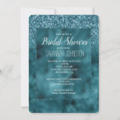 ティール(緑がかった色)グリッツグリッターグラムスパークルブライダルシャワー 招待状 (正面)