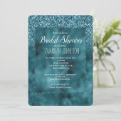 ティール(緑がかった色)グリッツグリッターグラムスパークルブライダルシャワー 招待状 (スタンド正面)