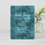 ティール(緑がかった色)グリッツグリッターグラムブライダルシャワー 招待状 (スタンド正面)