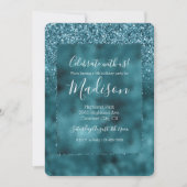 ティール（緑がかった色）グリッツグリッターグラム 招待状 (正面)