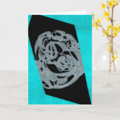 ティール（緑がかった色）グリーティングカード カード (黄色い花)