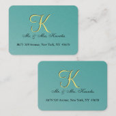 ティール(緑がかった色)グリーンおもしろい結婚ファブ 名刺 (正面/裏面)