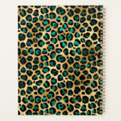 ティール(緑がかった色)グリーンとゴールドフォイルヒョウのブラシストローク プランナー手帳 (裏面)