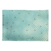 ティール（緑がかった色）グリーンとパープルマーメイドはかりで測モノグラムの 枕カバー (裏面)