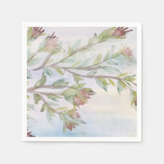 ティール（緑がかった色）グリーンとブルゴーニュ スタンダードカクテルナプキン (正面)