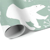 ティール（緑がかった色）グリーンと白のホッキョクグマの冬のパターン ラッピングペーパー (ロールコーナー)
