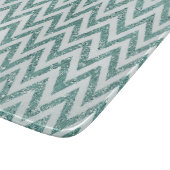 ティール(緑がかった色)グリーンと白フェイクグリッタージグザグ カッティングボード (角)