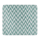 ティール(緑がかった色)グリーンと白フェイクグリッタージグザグ カッティングボード (正面)
