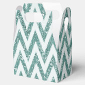 ティール(緑がかった色)グリーンと白フェイクグリッタージグザグ フェイバーボックス (オープン)