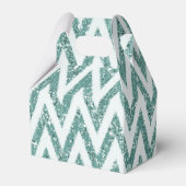 ティール(緑がかった色)グリーンと白フェイクグリッタージグザグ フェイバーボックス (正面サイド)