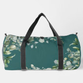 ティール(緑がかった色)グリーンと白ユーカリ花嫁ラージダッフル ダッフルバッグ (裏面)