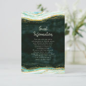 ティール(緑がかった色)グリーンと金ゴールドアガテマーブル結婚の情報 エンクロージャーカード (スタンド正面)