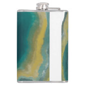 ティール(緑がかった色)グリーンアガテマーブル抽象芸術名モノグラム フラスク (裏面)