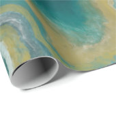 ティール(緑がかった色)グリーンアガテマーブル抽象芸術名モノグラム ラッピングペーパー (ロールコーナー)