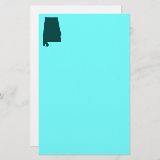 ティール(緑がかった色)グリーンアラバマシェイプ 便箋 (正面/裏面)