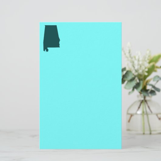 ティール(緑がかった色)グリーンアラバマシェイプ 便箋 (スタンド正面)