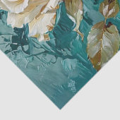 ティール（緑がかった色）グリーンアンドクリームバラフローラアートティッシュペーパー 薄葉紙 (詳細)